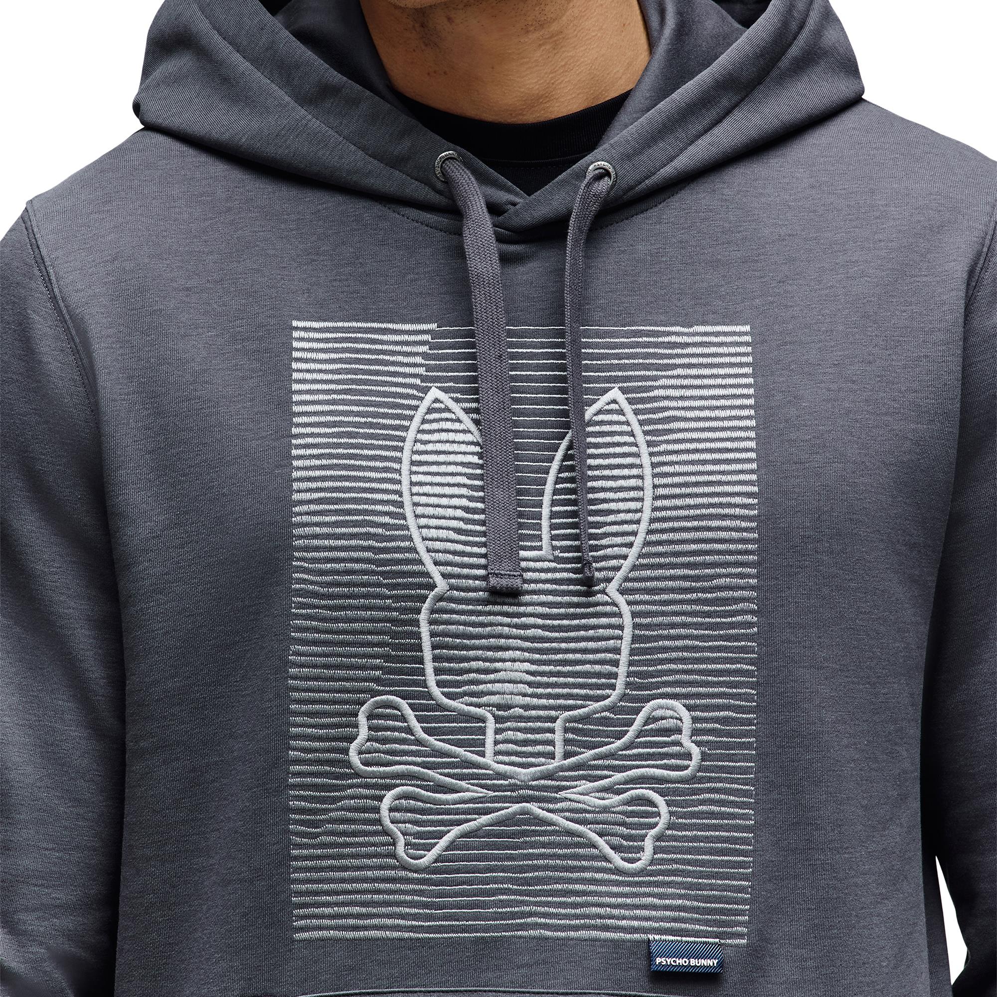 Psycho Bunny Grant Texture Mens Hoodie Blackened Pearl